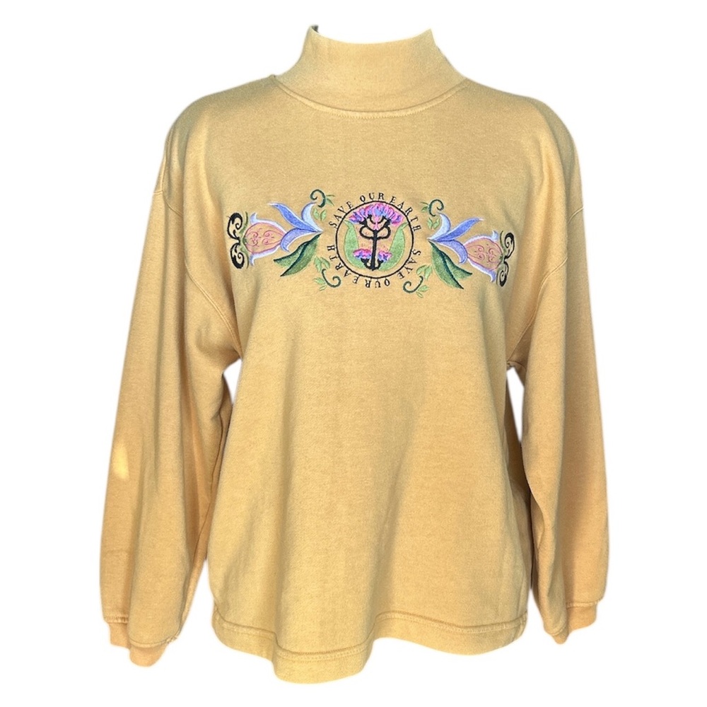 Embroidered Floral Butter Yellow Sweatshirt